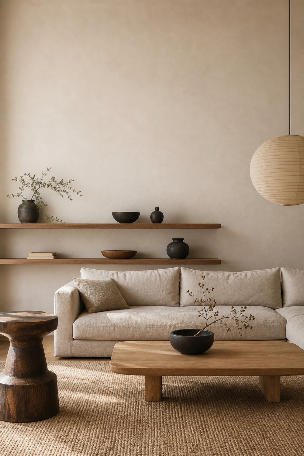 Warm Japandi living room — the complete style guide